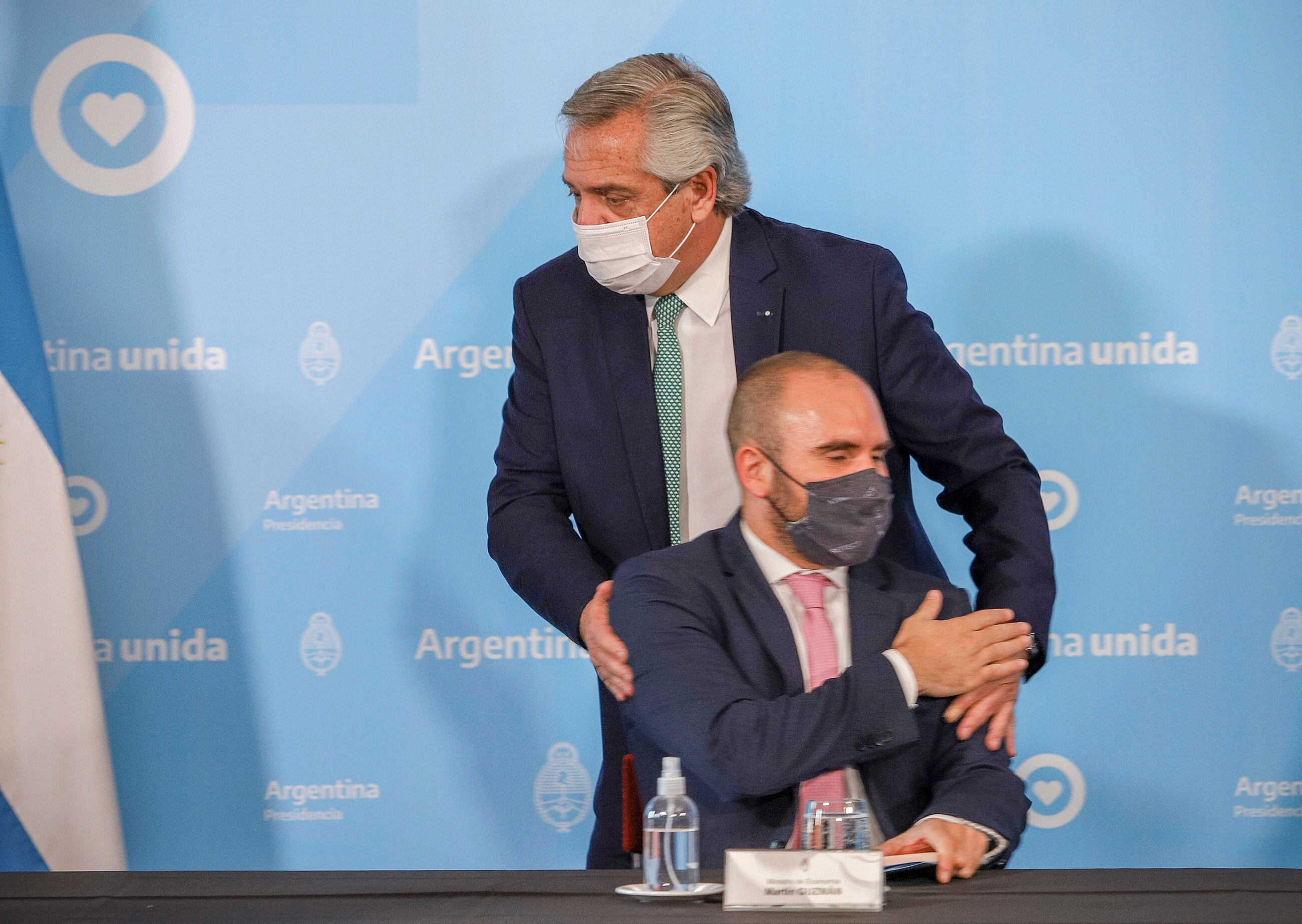 Presidente Alberfto Fernández y ministro Martín Guzmán.