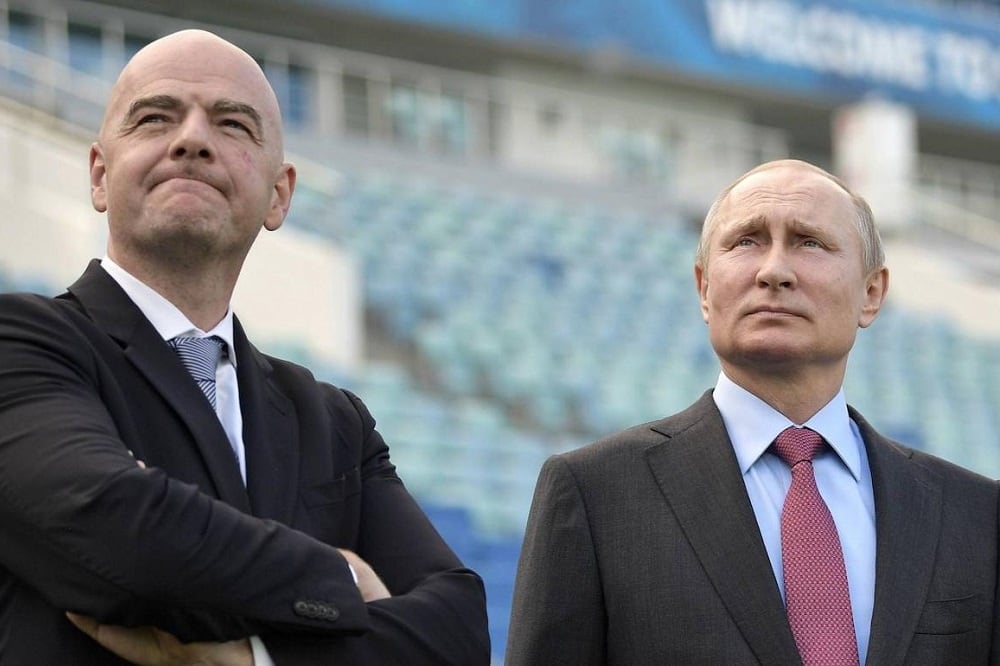 Gianni Infantino, titular de la FIFA, y Vladimir Putin, presidente de Rusia