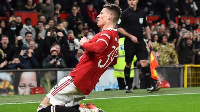 McTominay celebra el 1-0 de los Diablos Rojos ante el Aston Villa