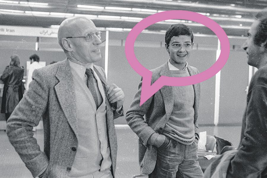 Michel Foucault y Thierry Voeltzel en el aeropuerto de Irán en 1978