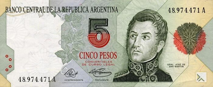 San Martín volvería a los billetes argentinos. El último que ilustró fue el de 5 pesos. 