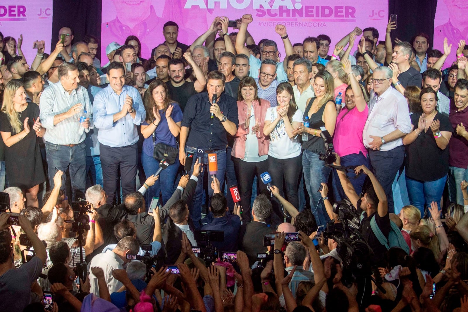 Bullrich y Zdero, durante los festejos.