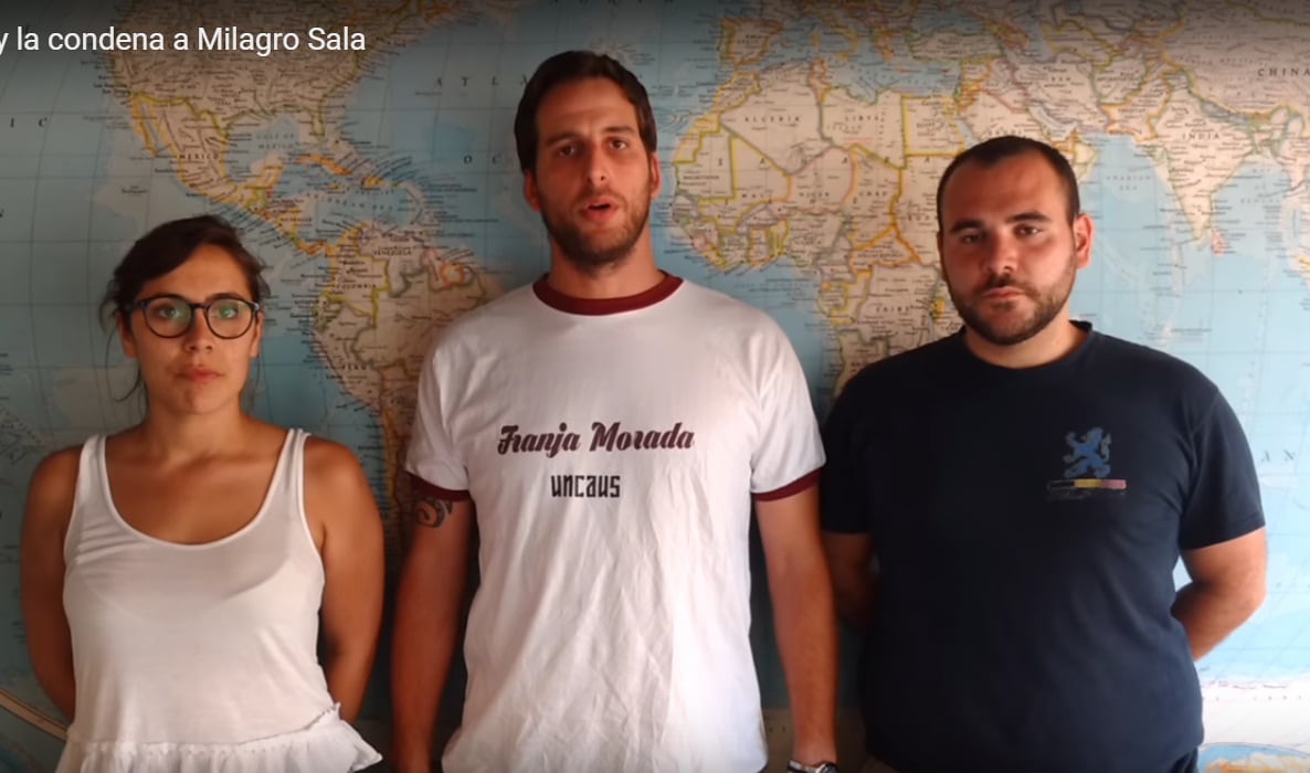 Josefina Mendoza, Santiago Rosenzvaig y Ezequiel Marín, los celebrantes de Franja Morada.