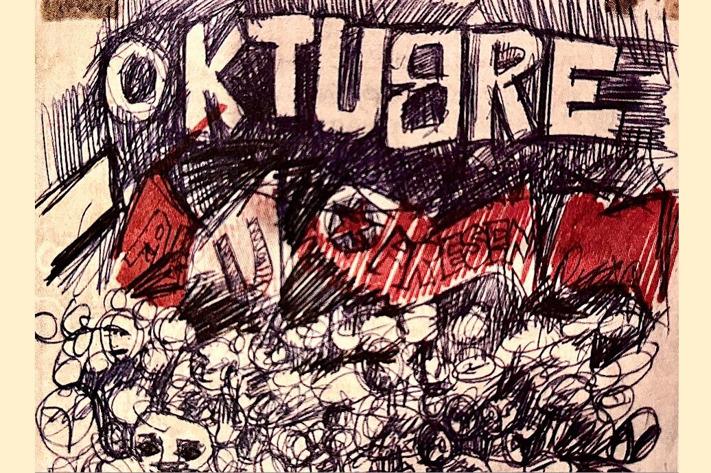 Boceto original de la tapa de Oktubre en una servilleta, por Rocambole.