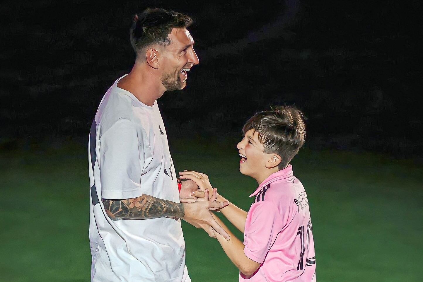 Lionel y Thiago Messi