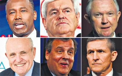 Carson, Gingrich, Sessions, Giuliani, Christie y el general Flynn: de las pocas figuras políticas que apoyaron a Trump, ellos están en primera fila.