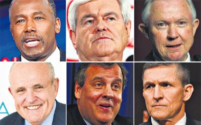 Carson, Gingrich, Sessions, Giuliani, Christie y el general Flynn: de las pocas figuras políticas que apoyaron a Trump, ellos están en primera fila.