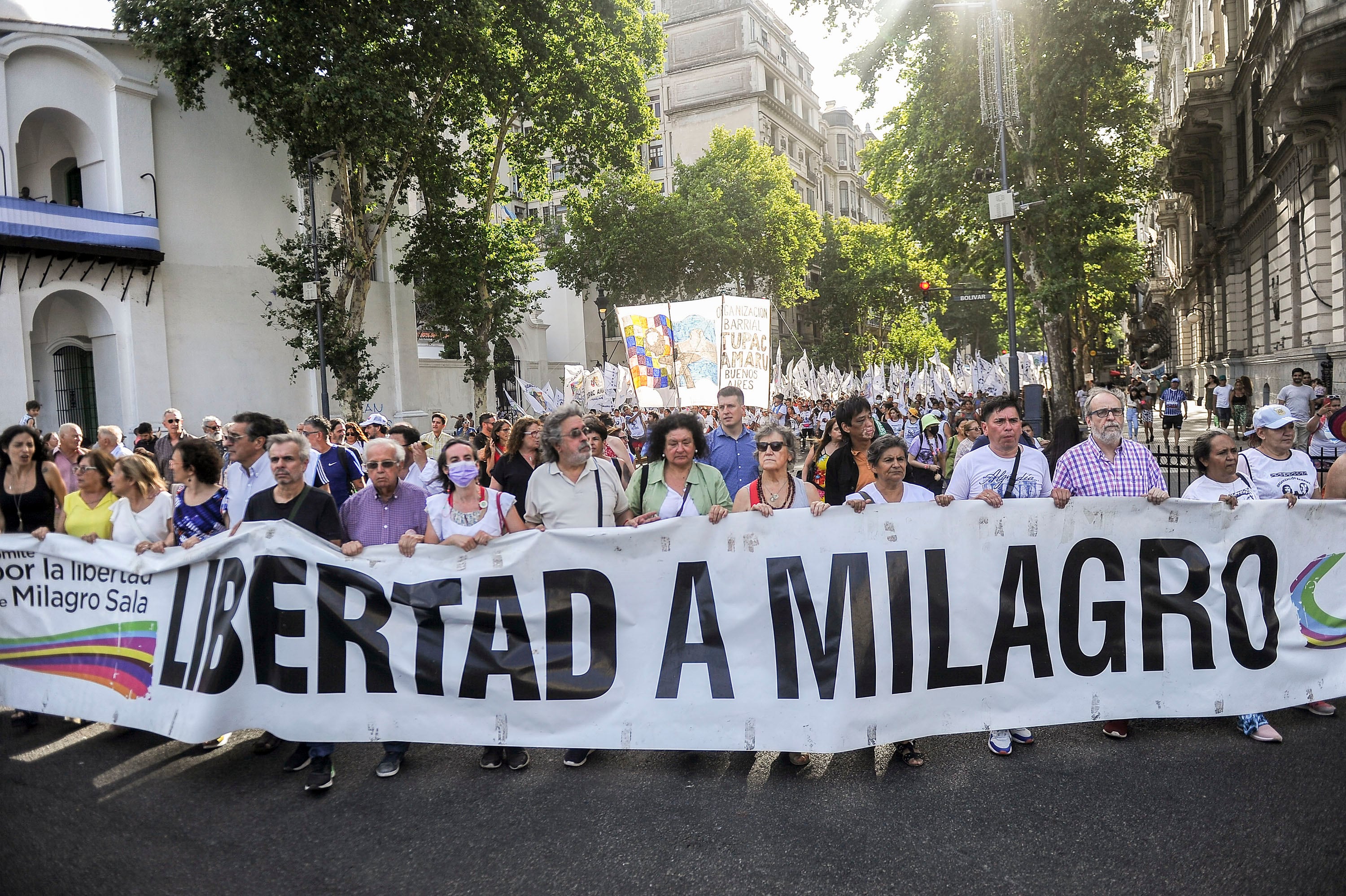 La bandera por la Libertad de Milagro es la misma que las organizaciones llevan desde el 2016. 
