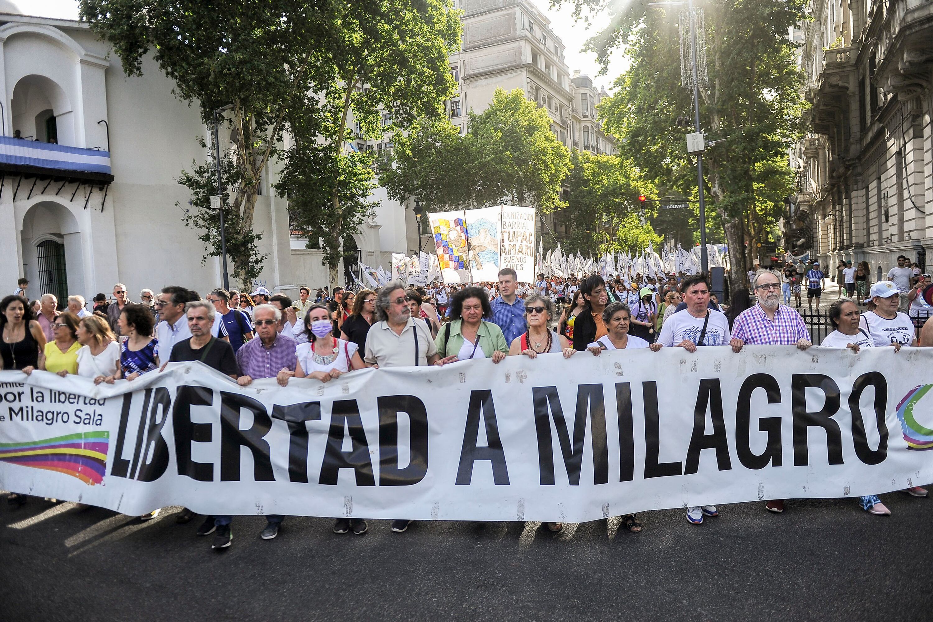 La bandera por la Libertad de Milagro es la misma que las organizaciones llevan desde el 2016.
