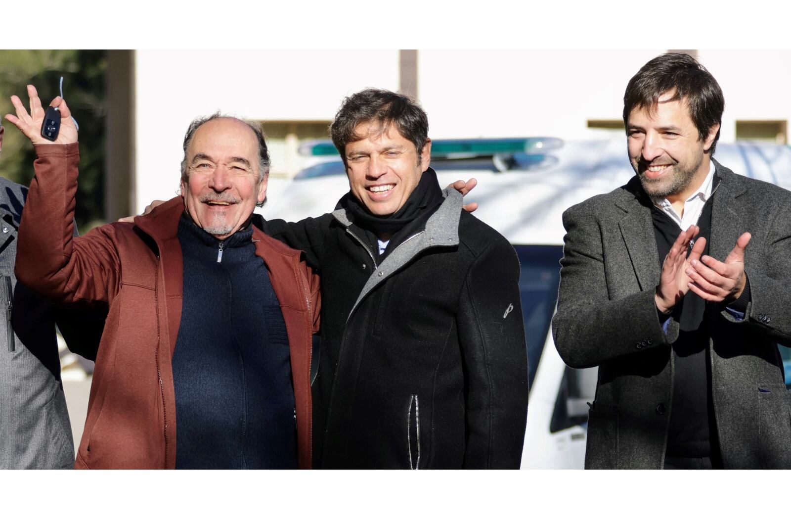 Horacio Cerván, director de "El Dique", junto a Kicillof y Kreplak