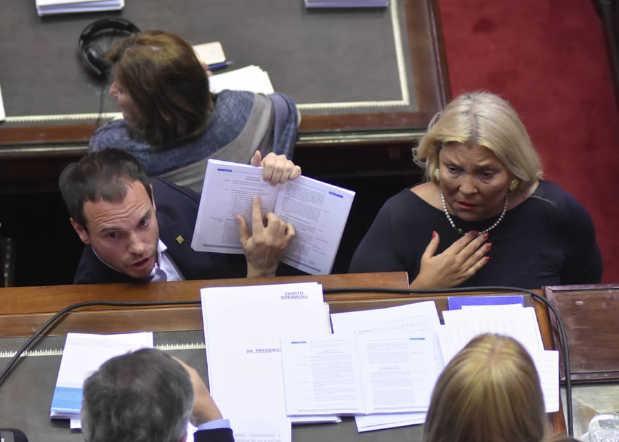 Fernando Sánchez y Elisa Carrió (Cambiemos) presionaron por el artículo 37 pero no lograron la aprobación.