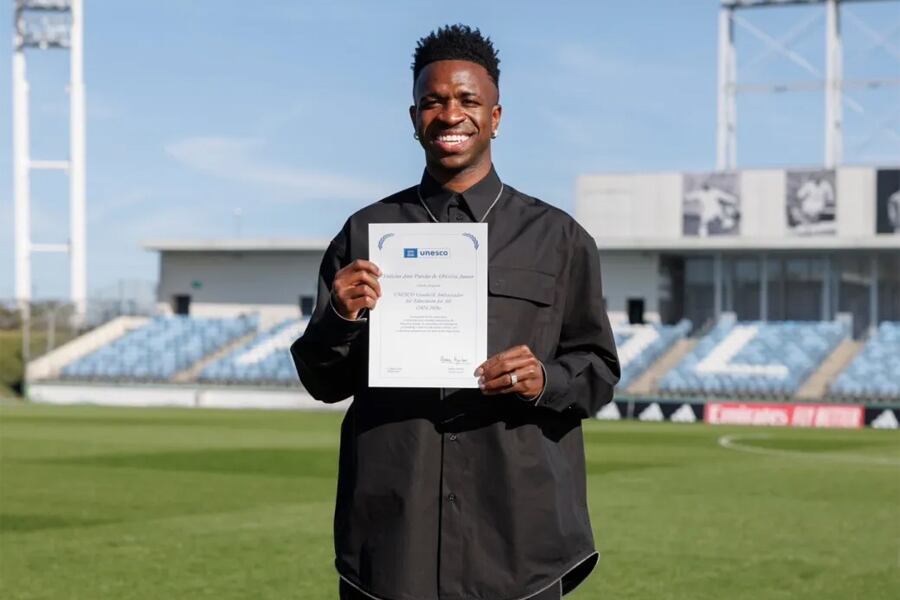 Fotografía del delantero del Real Madrid Vini Jr., que da nombre a la ley contra el racismo en los estadios. Imegen: Real Madrid 