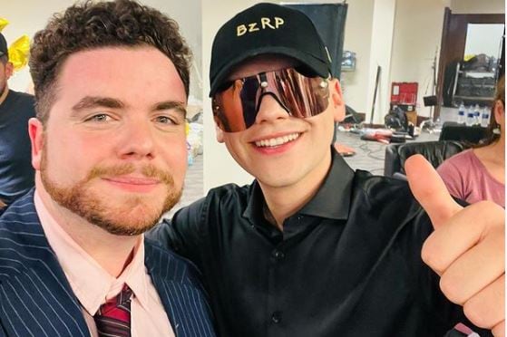 Gastón Cocchiarale y Bizarrap, durante la filmación del corto que anunció su próxima session. @gastoncocchiarale