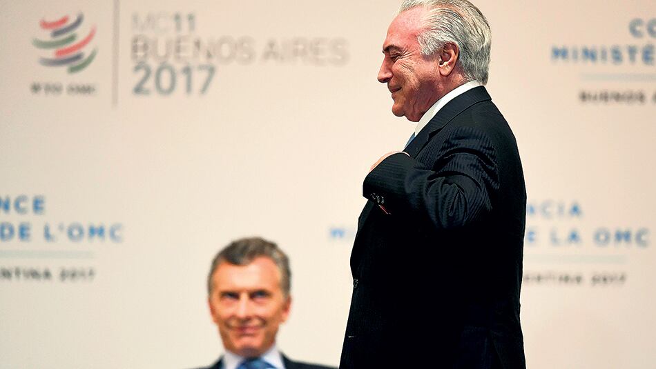 Mauricio Macri y Michel Temer buscan mostrarse como los paladines del libre comercio.