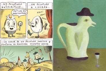 El arte de ser un pelotudo e Imperdonable Pecador, dos de las obras incluidas en la muestra.