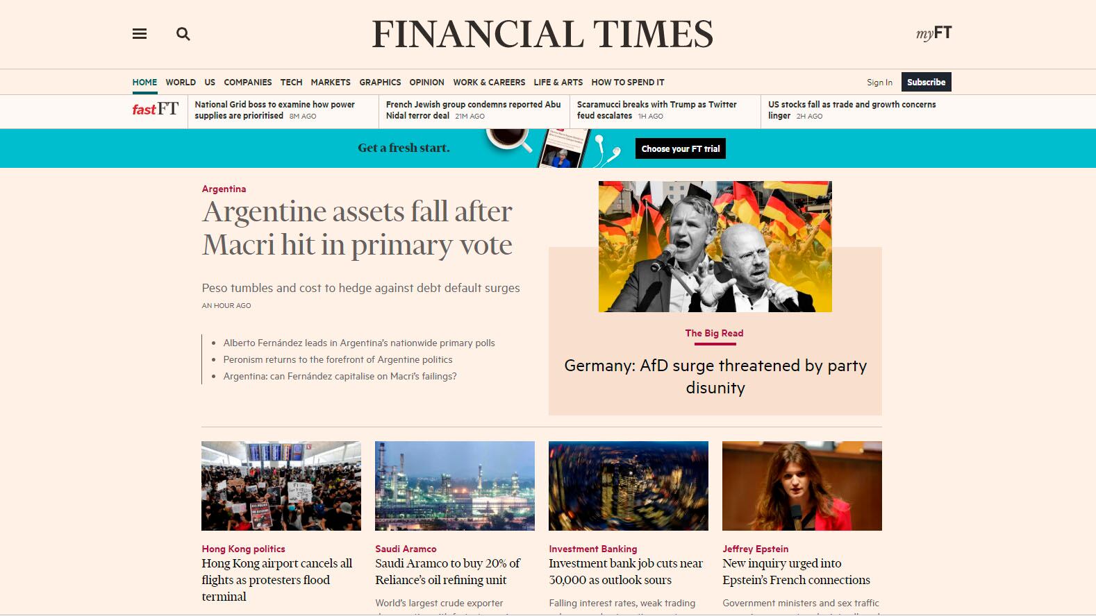 Argentina está hoy en las portadas de los principales diarios financieros del mundo.