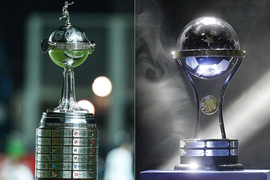 Los trofeos de la Copa Libertadores y de la Sudamericana. 