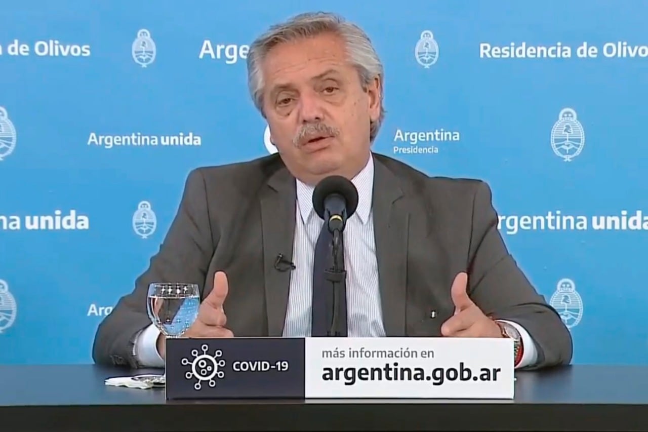 Fernández, en su alocución de esta tarde.