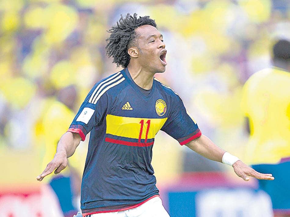 Cuadrado festeja el segundo gol.