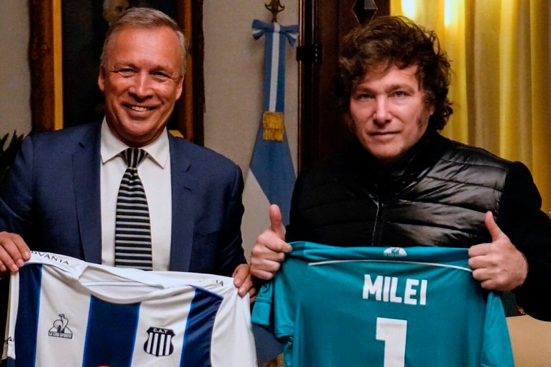 Andrés Fassi, titular de Talleres, y el presidente Javier Milei