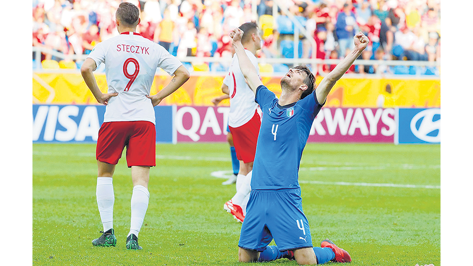 Matteo Gabbia festeja el triunfo de Italia.