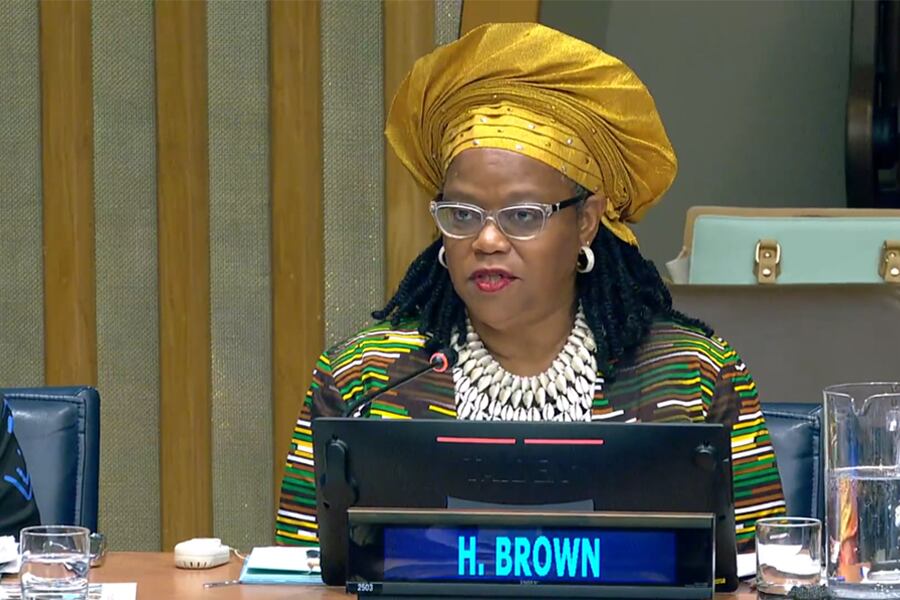 Hilary Brown, representante de la Comisión de Reparaciones de la CARICOM. Imagen: UN Web TV.