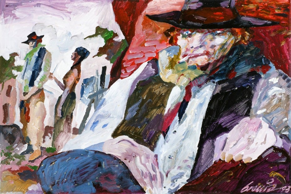 Ilustracion de Alberto Breccia sobre el cuento "La intrusa" de Jorge Luis Borges.