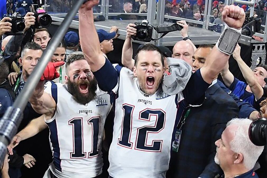 Tom Brady, junto con el receptor Julian Edelman, en el festejo del Superbowl del año pasado.