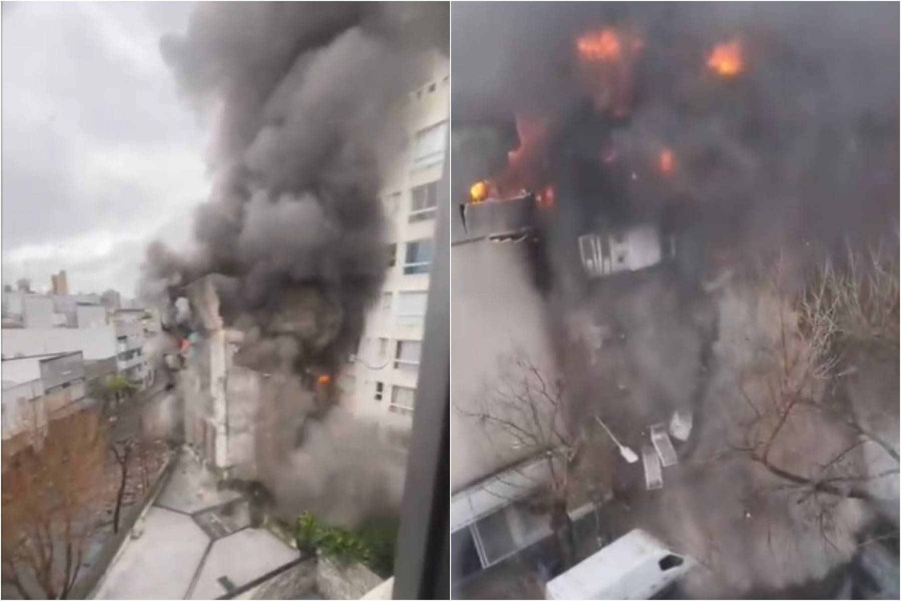 Develan imágenes del momento del colapso del edificio incendiado enn La Plata.