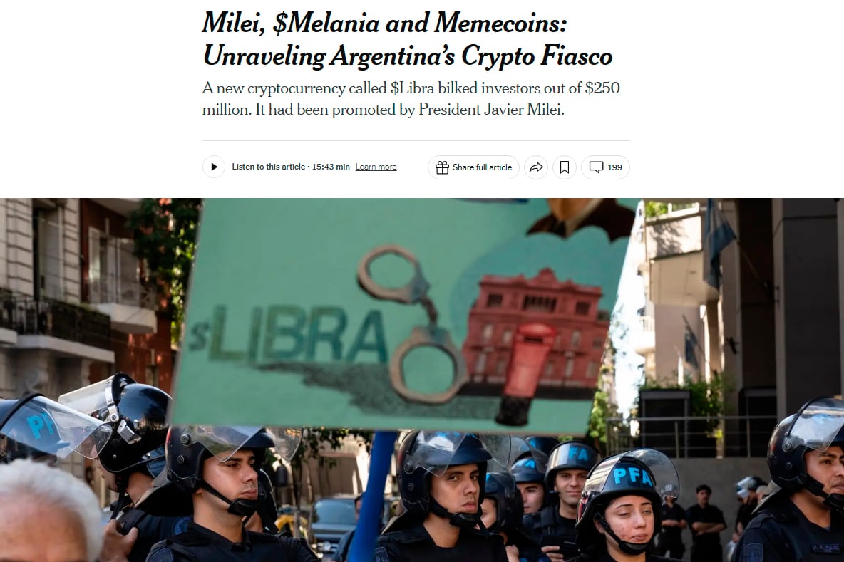 La estafa promovida por el Presidente causó un revuelo mundial inédito. 