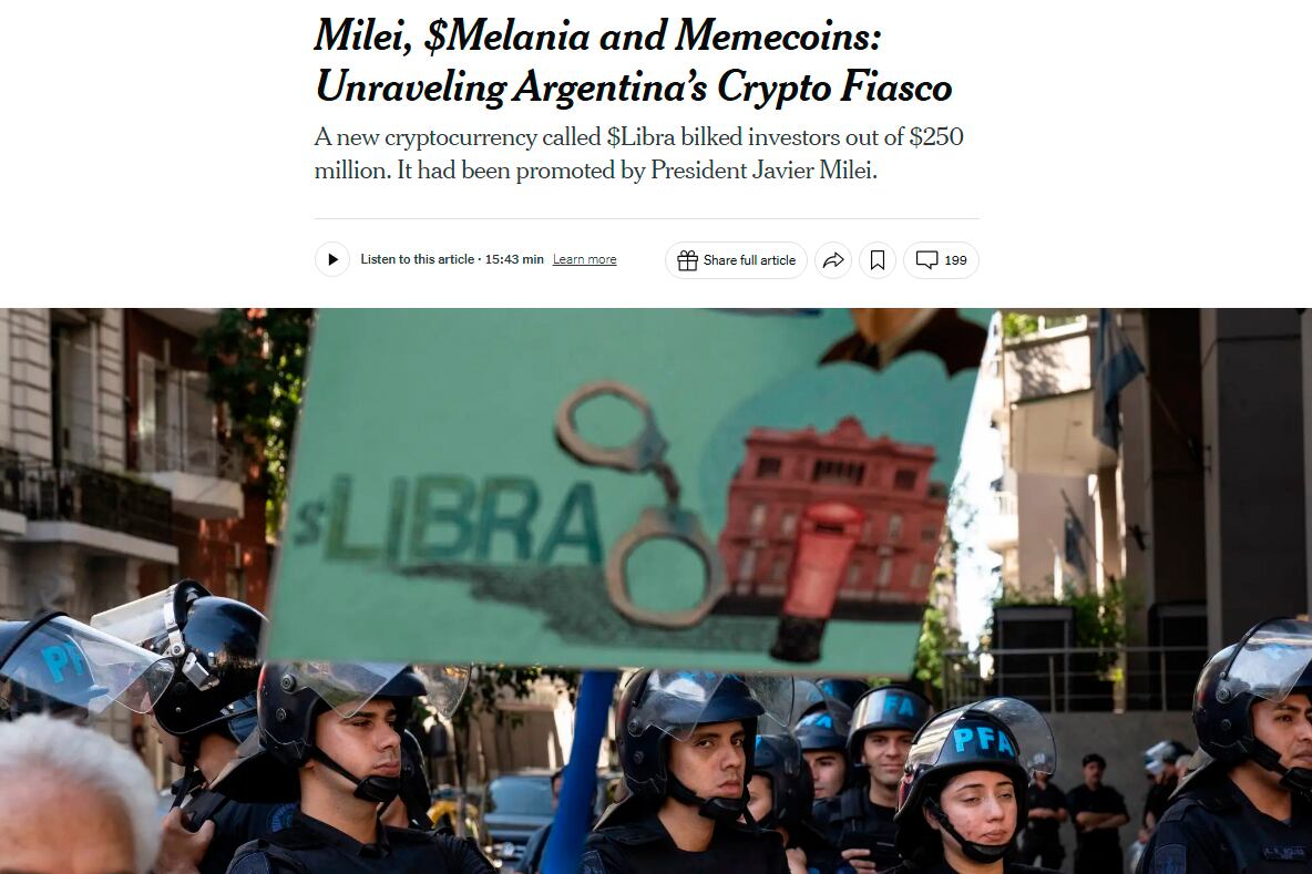 La estafa promovida por el Presidente causó un revuelo mundial inédito. 