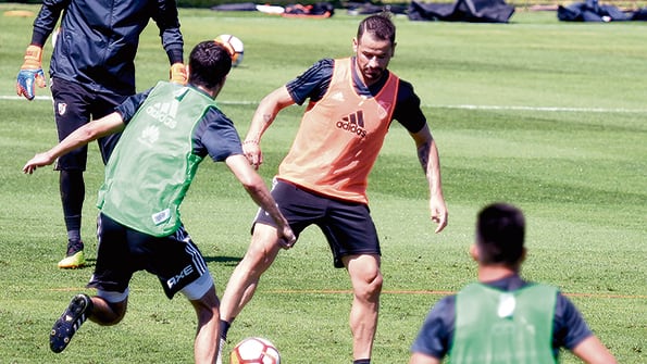 Los jugadores de River se entrenaron ayer y lo harán nuevamente hoy en el estadio.