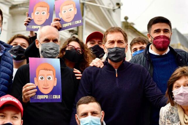 Santilli y Larreta, de campaña este viernes en Olavarría.