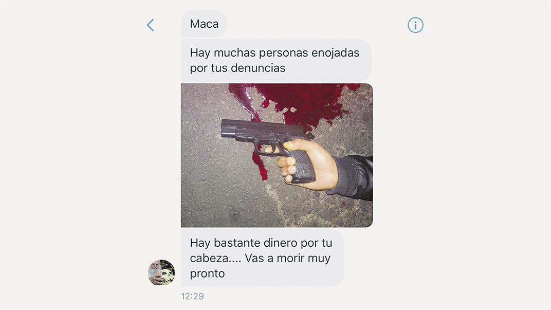 La amenaza de muerte que Macarena Sánchez recibió en su cuenta de Twitter.