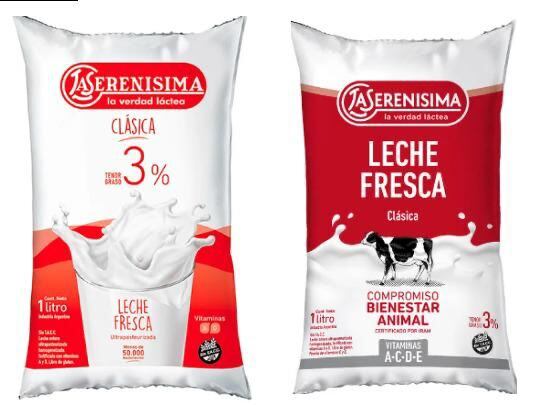 Leches iguales con precios diferentes.