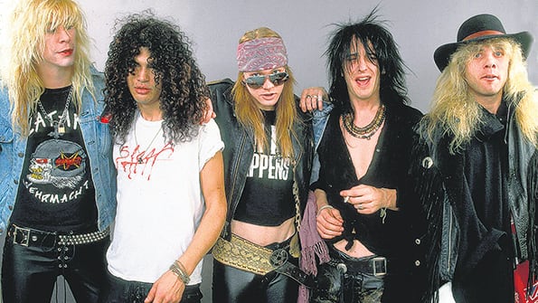 Guns N’Roses en 1987, cuando ya empezaban a despegarse del pelotón del “hair metal”.