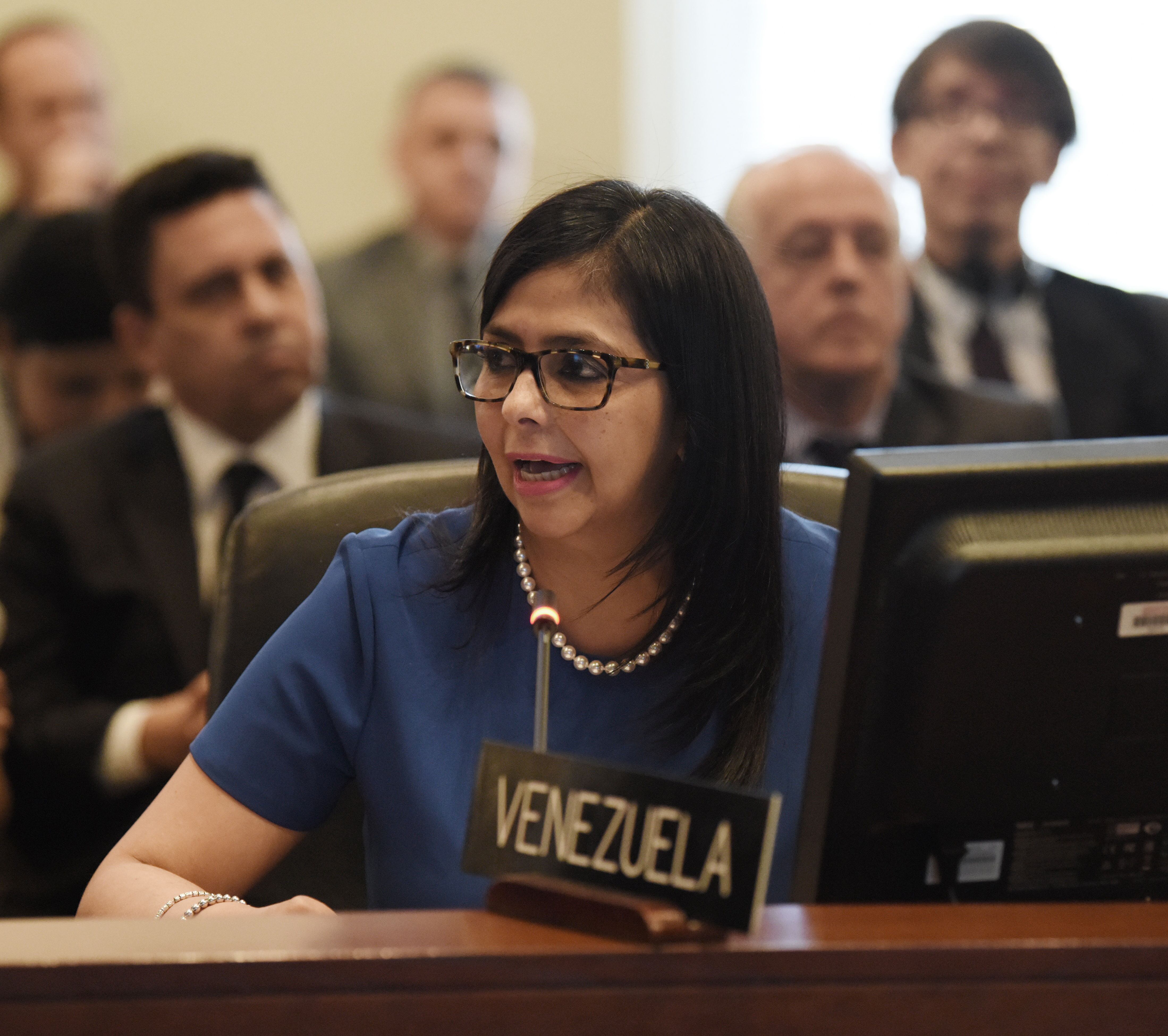 La canciller venezolana Delcy Rodríguez cuestionó el accionar de la OEA.