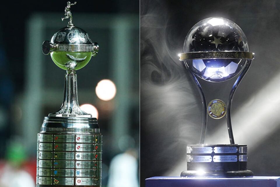 Los trofeos de la Copa Libertadores y de la Sudamericana
