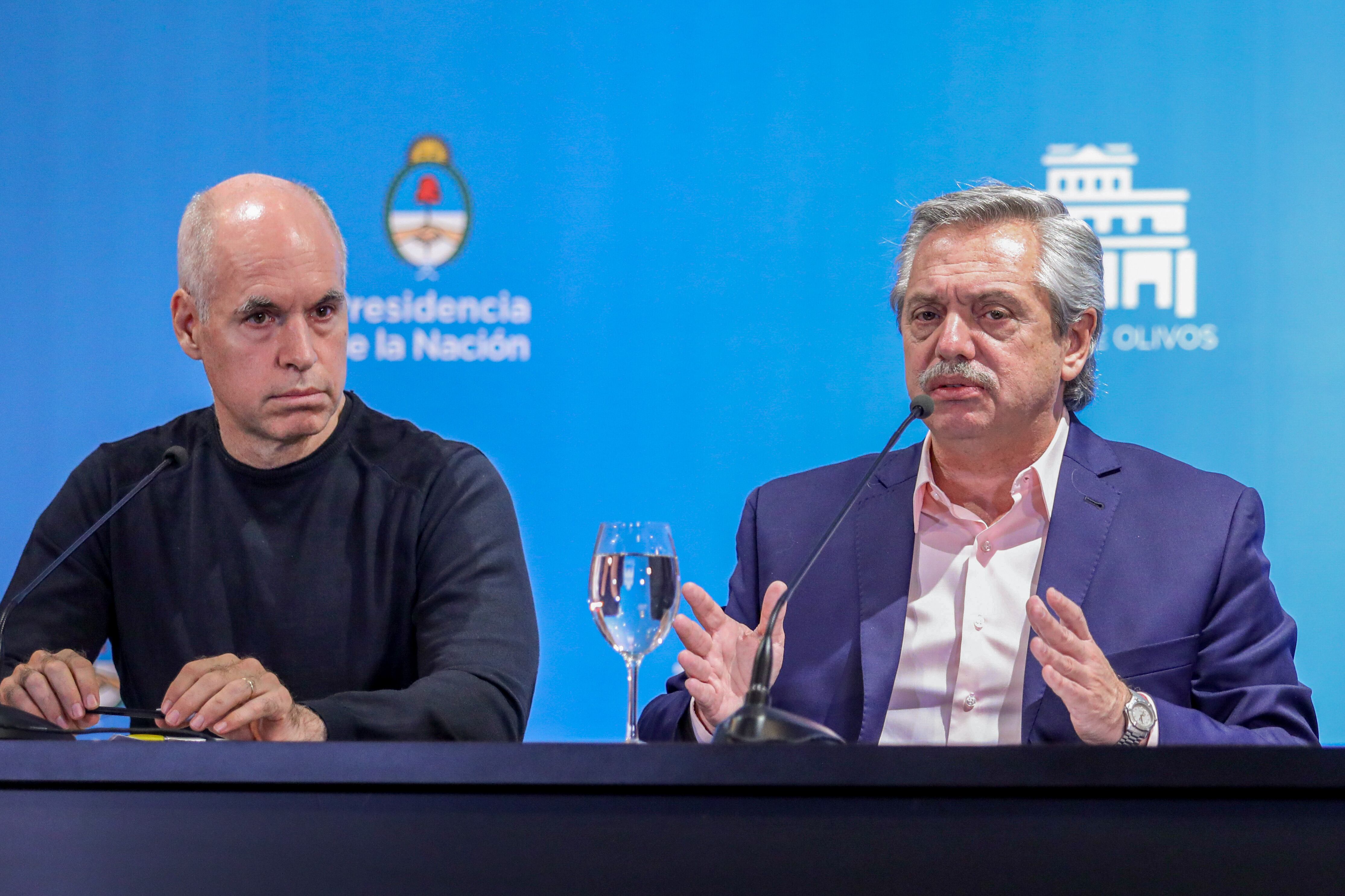 Horacio Rodríguez Larreta y Alberto Fernández, con miradas muy diferentes.