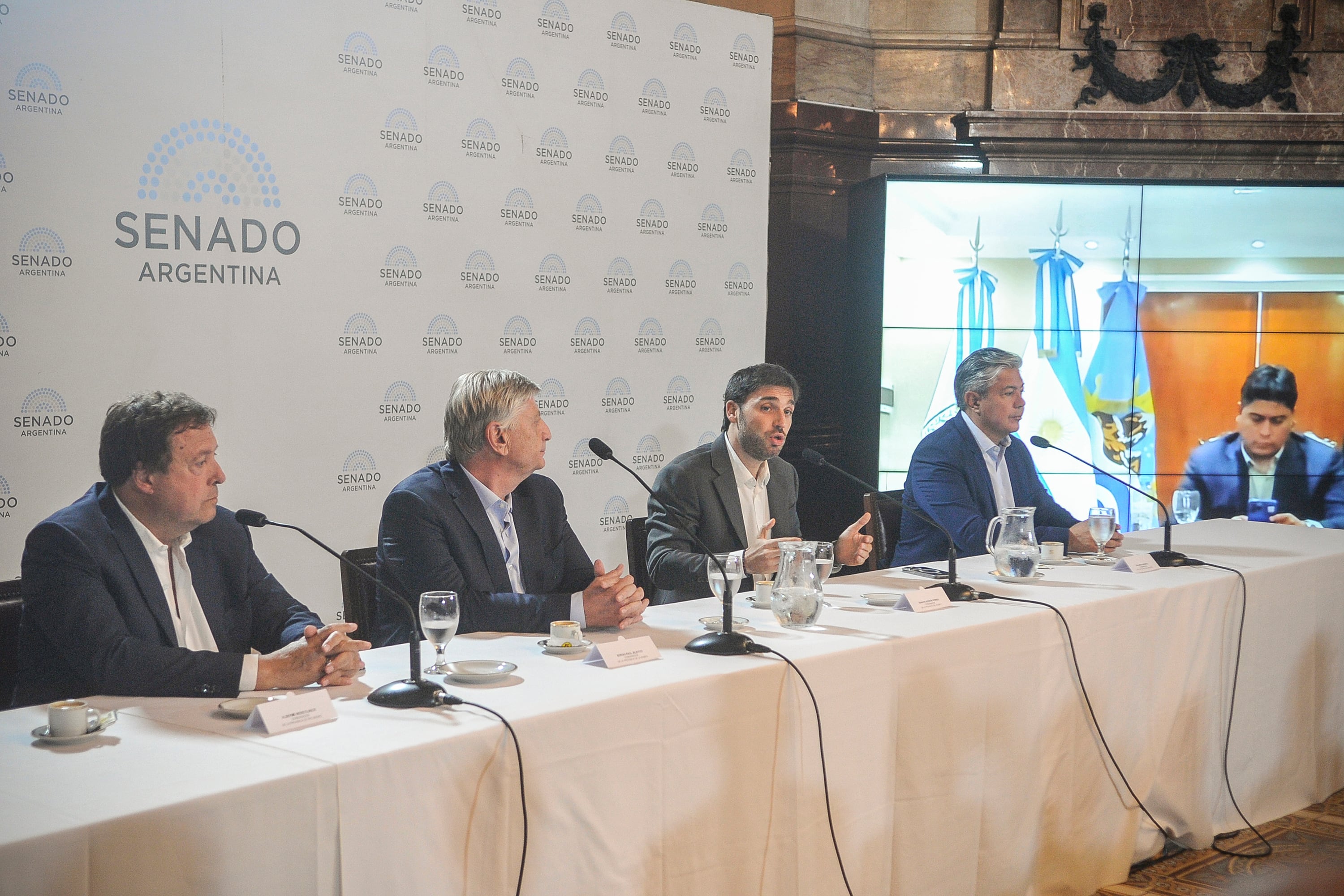 Los gobernadores patagónicos dieron su conferencia de prensa en el Senado.