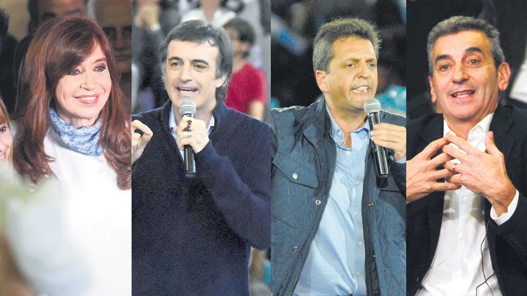 Cristina Fernández, Esteban Bullrich, Sergio Massa y Florencio Randazzo.