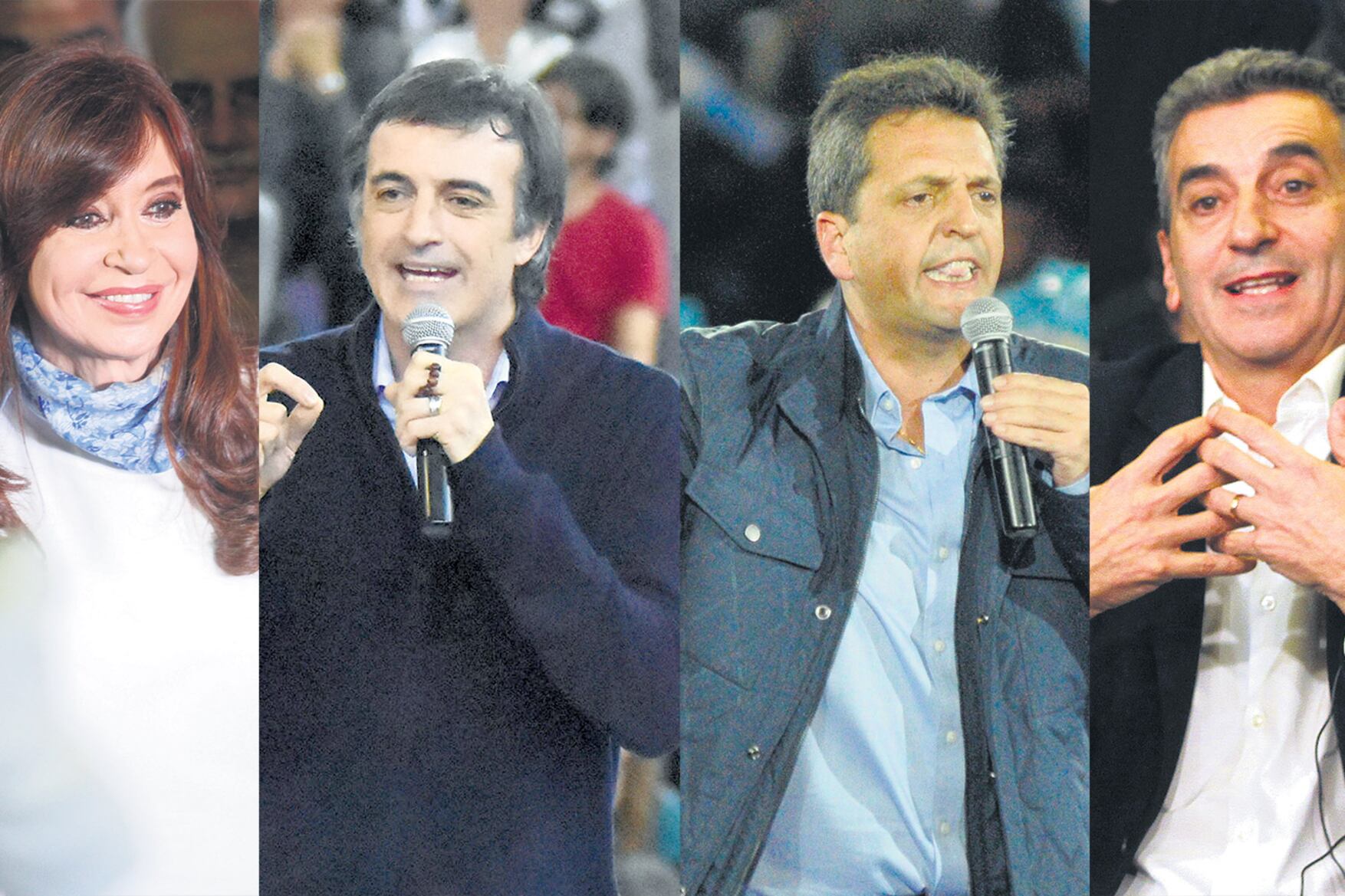 Cristina Fernández, Esteban Bullrich, Sergio Massa y Florencio Randazzo.