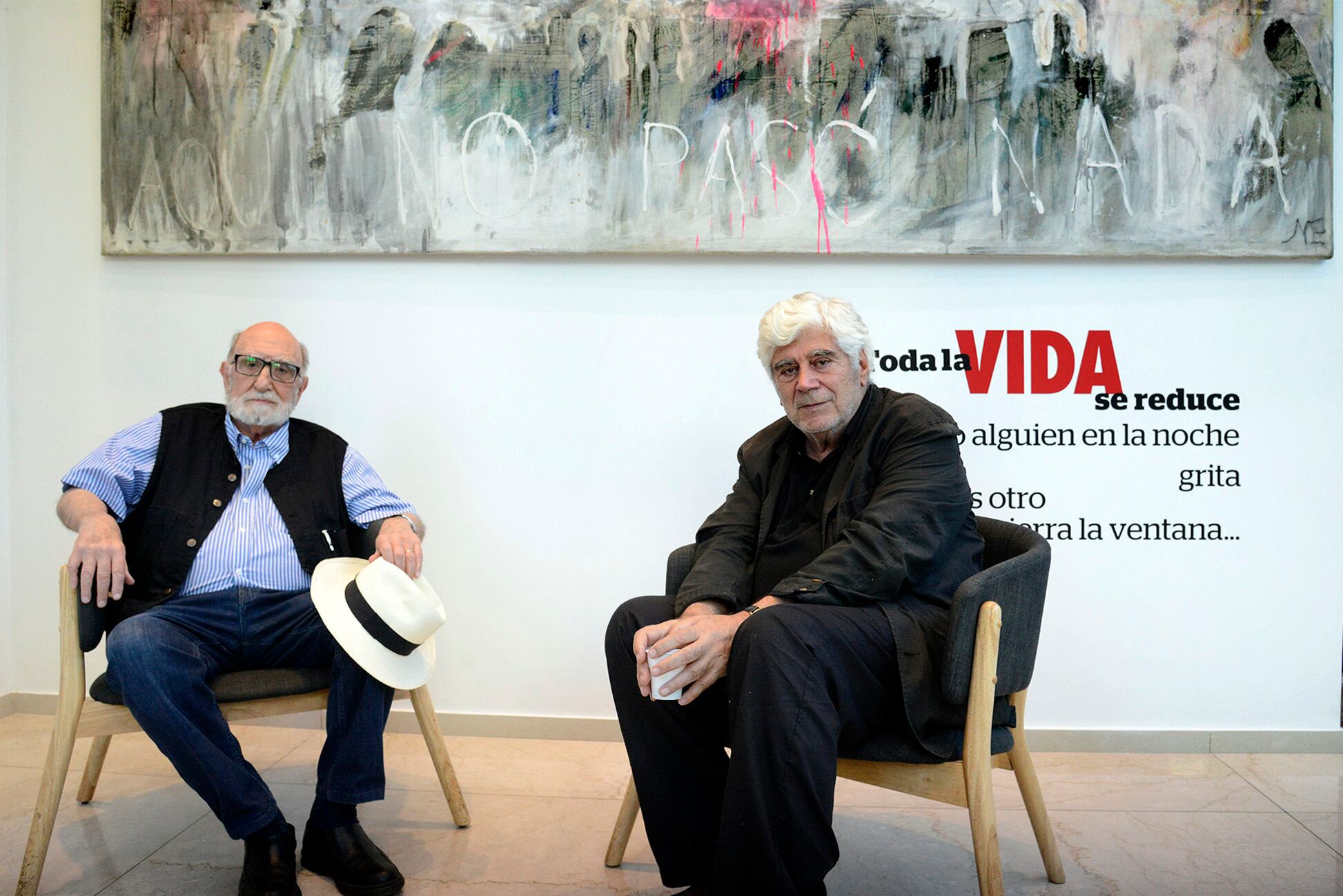 Luis Felipe Noé y Vicente Zito Lema en Mutual San Cristóbal