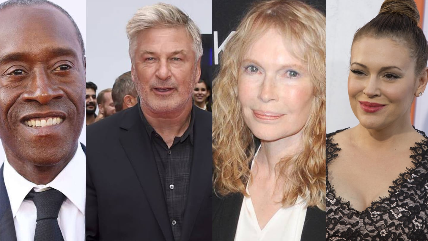 Don Cheadle, Alec Baldwin, Mía Farrow y Alyssa Milano.