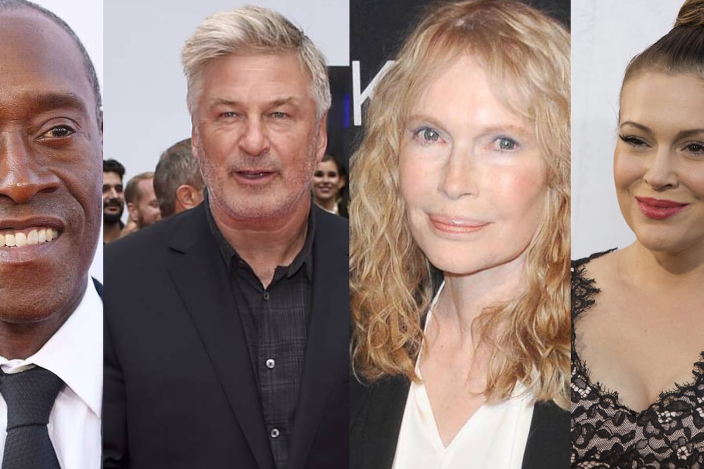 Don Cheadle, Alec Baldwin, Mía Farrow y Alyssa Milano.
