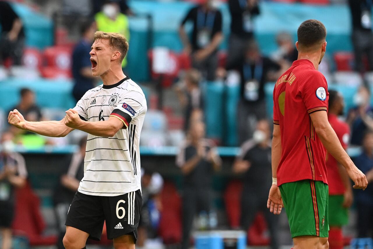Joshua Kimmich festeja el primer triunfo de Alemania en la Eurocopa