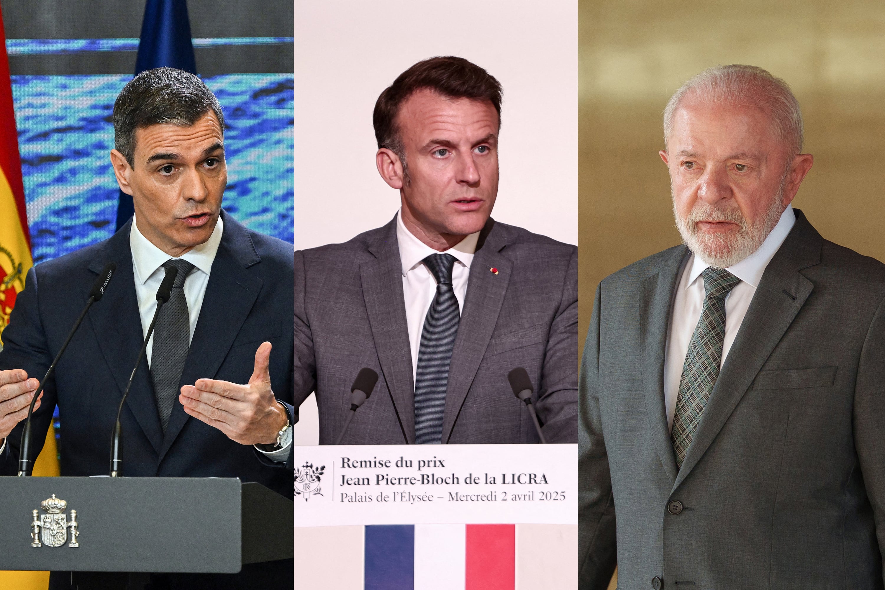Pedro Sánchez, Emmanuel Macron y Lula da Silva.