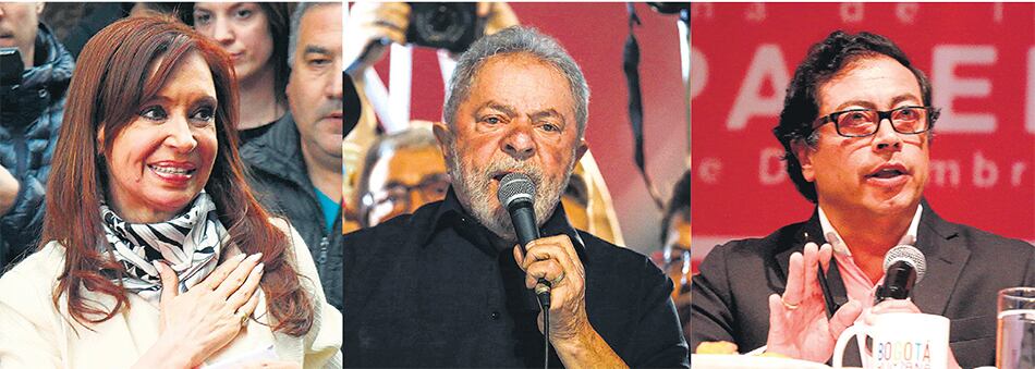 Cristina Kirchner, Lula y Gustavo Petro.