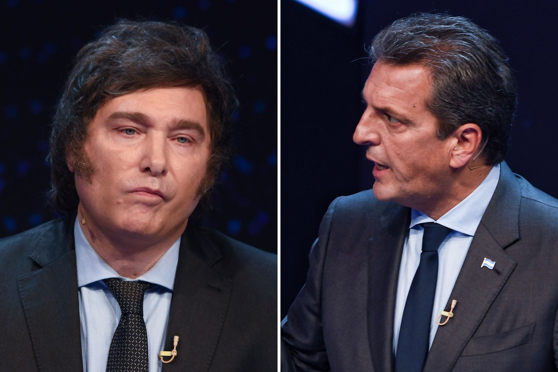 Sergio Massa y Javier Milei en el tercer debate presidencial