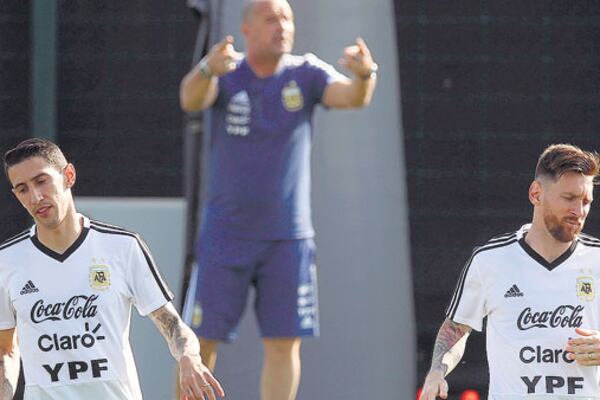 Di María y Messi bajo las órdenes del preparador físico Jorge Desio.